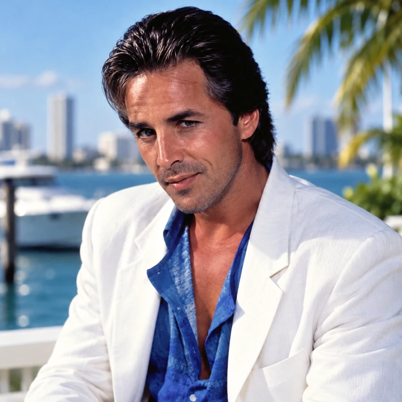Don Johnson as Detective James Crockett in Miami Vice