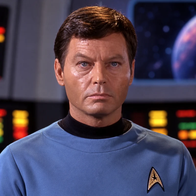DeForest Kelley como Dr. McCoy em Star Trek